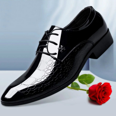 Zapatos italianos de charol oxford para hombre, calzado de vestir con punta en pico, en 48 colores, para boda ► Foto 1/5