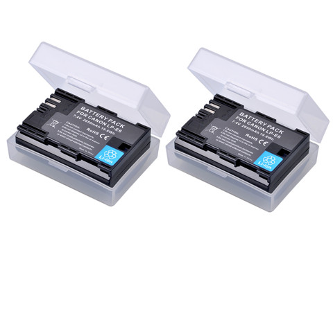 Batería de LP-E6 lpe6 LP E6 E6N para cámara, 2 baterías de 2650mAh, LP-E6N para Canon, EOS, 5DS, 5D, Mark II, Mark III, 6D, 7D, 60D, 60Da, 70D, 80D ► Foto 1/6