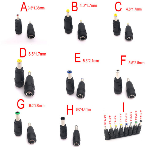 8 Uds DC 5.5X hembra de 2,1 MM jack conectores de adaptador de enchufe para 6,3, 6,0, 5,5, 4,8, 4,0, 3,5mm 2,5, 2,1, 1,7, 1,35mm macho consejos adaptador de corriente ► Foto 1/6