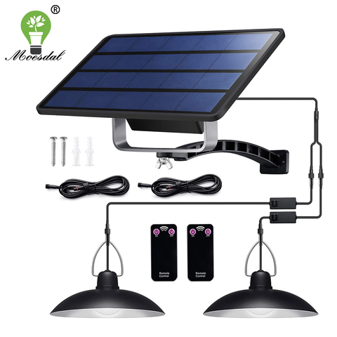 Luz colgante Solar de doble cabeza impermeable IP65 lámpara Solar de Interior para exteriores con Cable adecuado para Patio, jardín, interior, etc. ► Foto 1/6