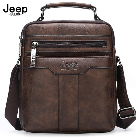 JEEP BULUO-Bolsos de hombro tipo bandolera para hombre, bolso de mano de cuero dividido, de negocios, de alta calidad ► Foto 1/6