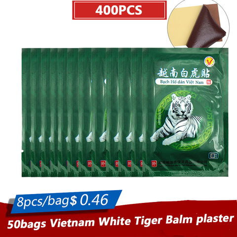 Bálsamos de tigre blanco de Vietnam, parches de yeso dolor, masajeador corporal para cuello, meridianos, estrés, alivio de artritis, Capsicum, 400 Uds./50 bolsas ► Foto 1/6