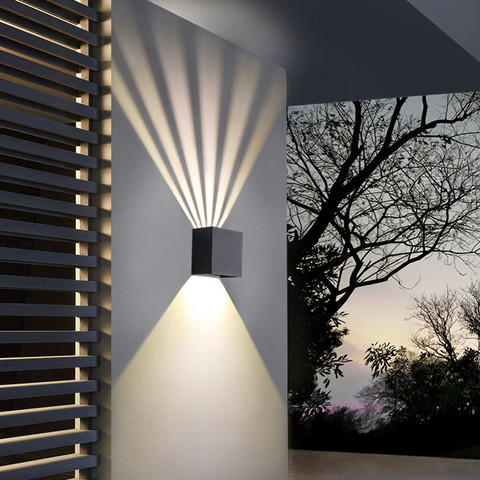 Lámparas exteriores 12W led luz de pared al aire libre ip65 negro blanco iluminación decorativa porche jardín casa ► Foto 1/6