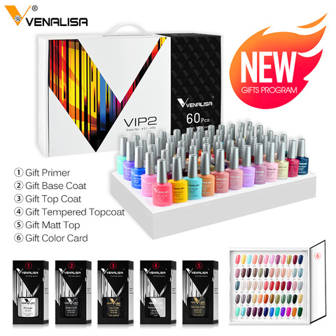 Venalisa-juego completo de esmaltes de gel para manicura, 60 colores, esmalte de base y capa superior ► Foto 1/6