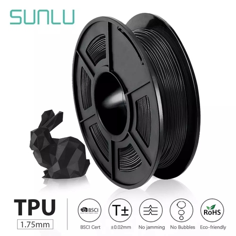 SUNLU-filamento Flexible de TPU de 0,5 kg, a todo color, 1,75mm, para regalo Flexible de bricolaje o impresión de modelos, envío con 5 piezas ► Foto 1/6