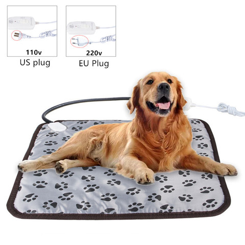 Almohadilla calefactora eléctrica impermeable para mascotas, 45cm x 45cm, 3 modos de invierno, calentador de cama para perros, manta cálida para gatos, enchufe para UE/EE. UU. ► Foto 1/6