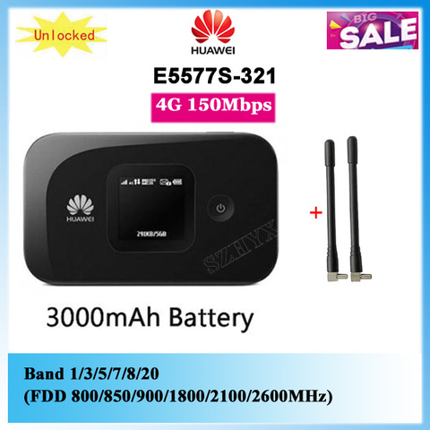 Desbloqueado Huawei E5577 E5577s-321 150Mbps 3000mAh batería de la batería 4G LTE móvil Wifi Router bolsillo Hotspot PK E5577s-932 E5577Bs-937 ► Foto 1/6