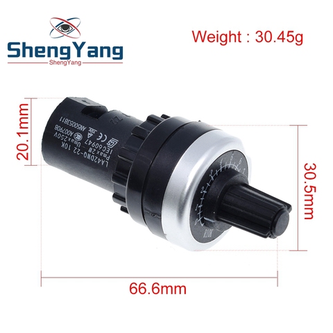 ShengYang-Interruptor de resistencia LA42DWQ-22, convertidor potenciómetro, regulador, rotativo, macetas, 1K, 2K, 5K, 10K, 22mm de diámetro ► Foto 1/6