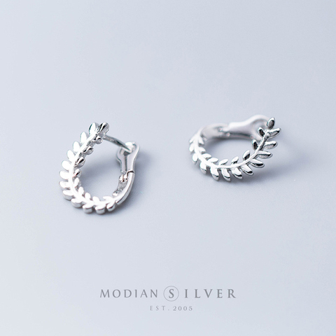 Modian de plata 925 joyas Árbol de la vida pendientes para mujeres de plata esterlina 925 hojas Anti-alergia bien joyería regalos ► Foto 1/4