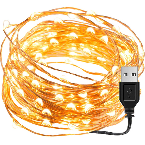 Guirnalda de luces LED con cable de cobre, iluminación de 10M alimentada por USB, impermeable, para Navidad, boda, fiesta y vacaciones ► Foto 1/6