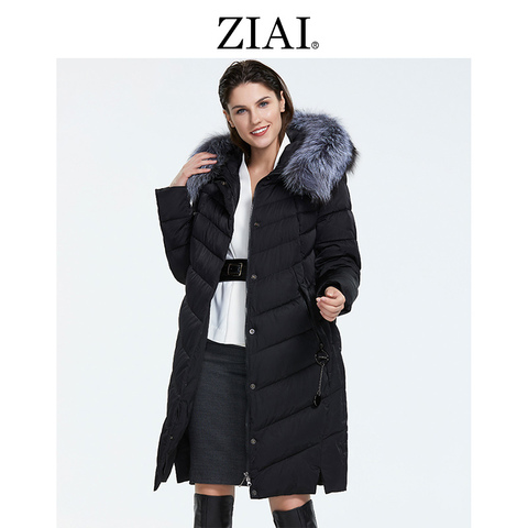 ZIAI-Chaqueta parka con cuello de piel de zorro Natural para mujer, abrigo largo de invierno, FR-2160 ► Foto 1/6