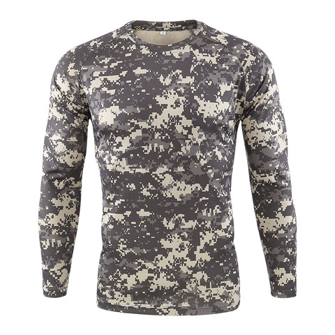 Camiseta táctica militar de camuflaje para hombre, camiseta transpirable de secado rápido de manga larga de combate de los Estados Unidos, prendas de vestir, ropa de calle, manga larga ► Foto 1/6