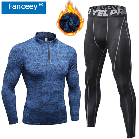 Fanceey-ropa interior térmica de cuello alto para hombre, mallas largas, camisa Rashgard, deporte de abrigo, ropa interior de compresión térmica para invierno ► Foto 1/6