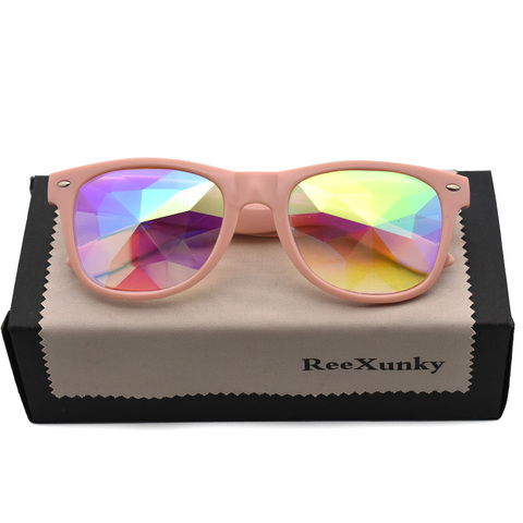 Gafas de sol cuadradas con caleidoscopio para hombre y mujer, gafas de sol unisex con difracción de luz EDM, estilo futurista, fiesta Rave, color rosa arcoíris, 2022 ► Foto 1/6