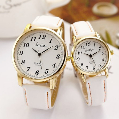 Relojes clásicos para amantes de los hombres y mujeres, pulsera de cuarzo con correa de cuero informal, regalo para parejas, alta calidad, gran oferta ► Foto 1/6