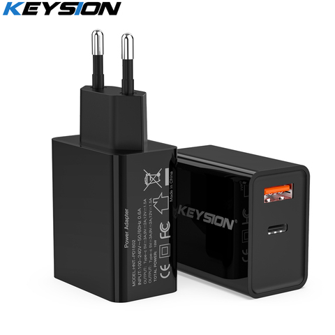 KEYSION-Cargador PD de 18W, Cargador USB Dual de carga rápida 3,0 para iPhone 12 11, Samsung, Xiaomi, adaptador de Cargador de teléfono móvil ► Foto 1/6