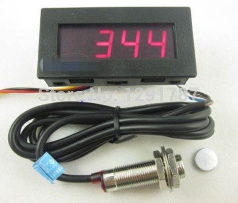 CC 8-15V interruptor de proximidad Hall Sensor NPN + 4 Digital rojo LED tacómetro RPM medidor de velocidad 5-9999RPM ► Foto 1/1