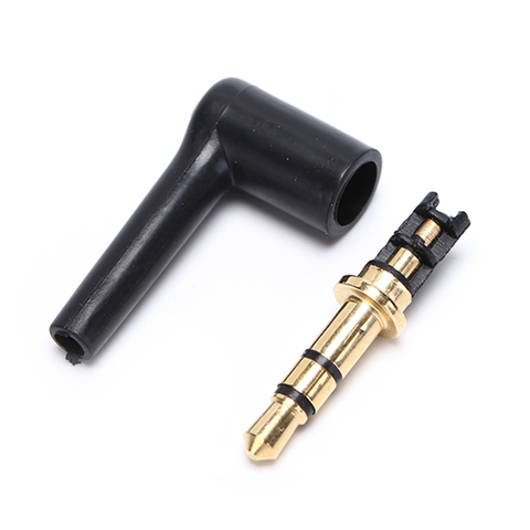 1/ 2 unids/lote 3,5mm tapón para auricular Jack estéreo 3 4 polos 3,5 chapado en oro 90 grados negro conector adaptador Jack ► Foto 1/6