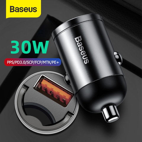 Baseus-cargador rápido de coche, adaptador de carga rápida QC4.0 PPS, 30W, para Xiaomi, Samsung, teléfono, USB, tipo C ► Foto 1/6