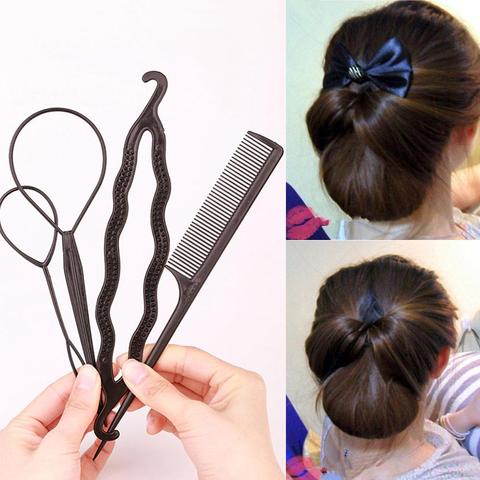 Conjunto de accesorios para el cabello para mujeres y niñas, set de 2 a 4 unids/set de accesorios para el cabello con coleta de plástico, Herramienta de Peinado ► Foto 1/6