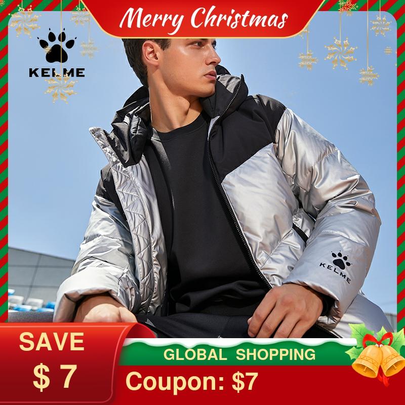 KELME-Chaqueta corta con capucha para hombre y mujer, chaqueta de plumón de pato blanco 90%, para senderismo, Camping, abrigo deportivo cálido a prueba de viento, 8061YR1004 ► Foto 1/6