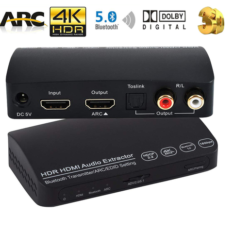 4K HDMI 2,0 audio extractor Bluetooth HDMI HDR interruptor HDMI 4K 5,1 toslink coaxial convertidor Hdmi arc audio extractor divisor ► Foto 1/6