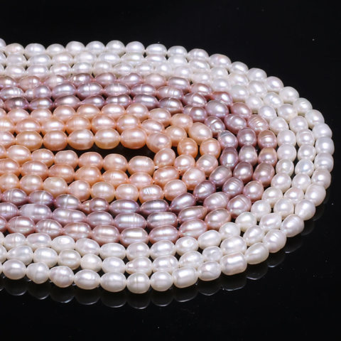 Perlas naturales de agua dulce, cuentas sueltas en forma de arroz de alta calidad para bricolaje, collar elegante, pulsera, fabricación de joyería de 5-6MM ► Foto 1/6