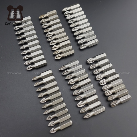 Envío libre 10 unids/lote 25mm Phillips Bits Hex Shanked Anti Slip destornillador Bits magnético sola cabeza PH1/PH2 /PH3 ► Foto 1/5