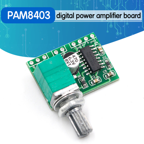 Placa amplificadora digital PAM8403 mini 5V con potenciómetro de conmutación alimentado por USB ► Foto 1/6