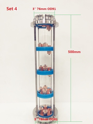 Columna de lente de destilación de 3 pulgadas, juegos de placas de cobre, Unión de cristal de triple abrazadera, acero inoxidable 304, 5 pisos ► Foto 1/6