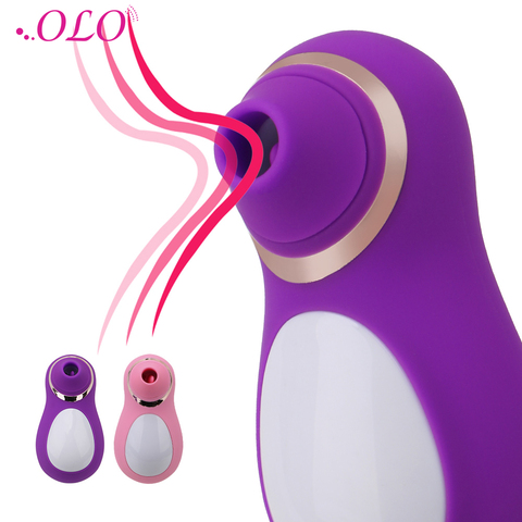 OLO lindo pingüino de 10 velocidades silicona Nippl clítoris chupando estimular vibrador de sexo Oral vibrador masturbación femenina. ► Foto 1/6
