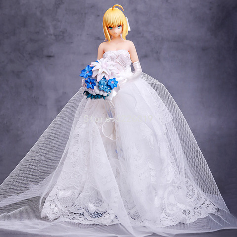 ¡26cm destino/noche estancia Anime figura SABER 10th vestido de boda real Ver! Figura de acción de Saber, Bikini Sexy, figura de Anime, modelo de Juguetes ► Foto 1/6