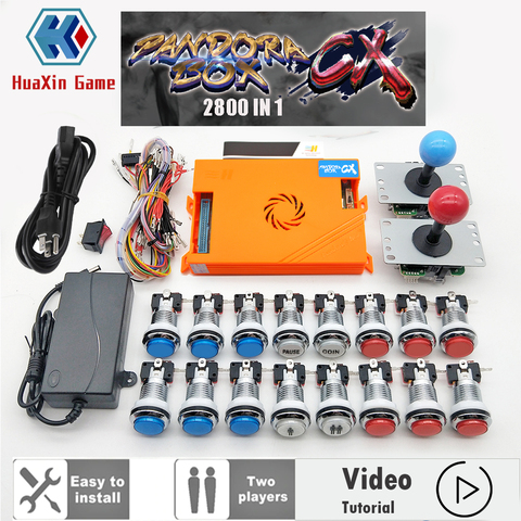 Video para jugador 2 Original Pandora Box CX 2800 Kit copia Joystick SANWA cromo de empuje con LED Botón máquina Arcade DIY CASA DE ► Foto 1/5