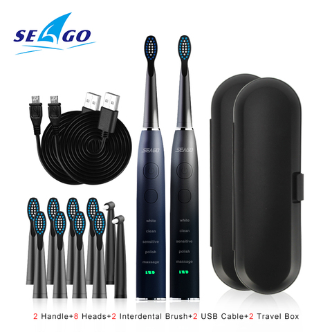 Seago-cepillo de dientes eléctrico sónico SG-575 recargable por USB para adultos, cabezales de repuesto electrónicos a prueba de agua, regalo ► Foto 1/6