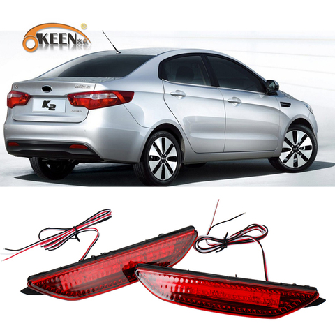 2 uds para Kia Rio K2 sedán 2011, 2012, 2013, 2014 Led Reflector de parachoques trasero luz trasera de coche lámpara de niebla de frenado coche accesorios ► Foto 1/6