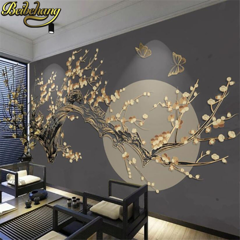 Beibehang-papel tapiz personalizado para sala de estar, papel de pared con líneas de relieve doradas, para sala de estar, dormitorio, TV, papeles de pared de fondo ► Foto 1/2
