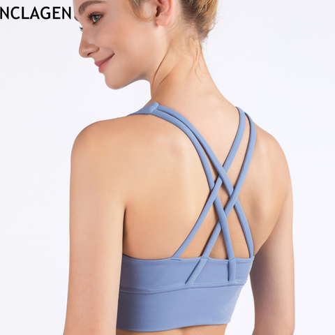 NCLAGEN-sujetadores deportivos para Fitness, ropa interior para Yoga, correr, sujetador de alto impacto para gimnasio, Top corto acolchado de realce, entrenamiento Sexy con cuello Halter ► Foto 1/6