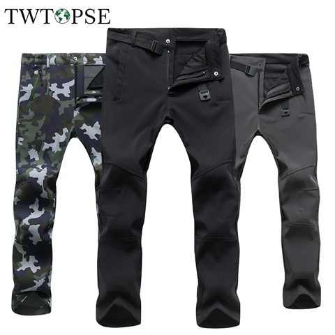 TWTOPSE-pantalones de ciclismo impermeables para hombre, pantalones para ciclismo de montaña, de lana cálida, a prueba de viento, para deporte, senderismo, Camping, esquí, Invierno ► Foto 1/6