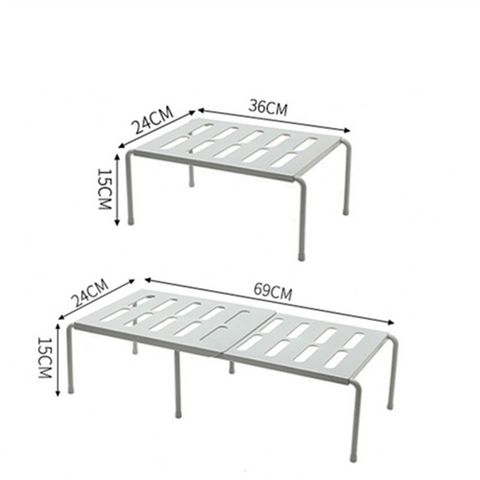 Estante de mostrador apilable y extensible para cocina, organizador de baño debajo del fregadero, despensa, organizador de almacenamiento de escritorio ► Foto 1/4