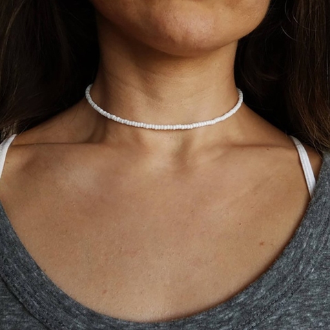 Gargantilla de cuentas blancas bohemias para mujer, collar de cadena Vintage, joyería de moda al por mayor ► Foto 1/6