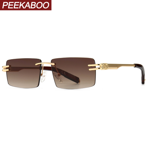 Peekaboo-gafas de sol rectangulares retro Para hombre y mujer, lentes de sol sin montura, cuadradas, metal dorado, uv400, 2022 ► Foto 1/1