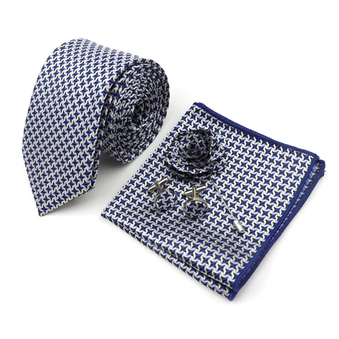 Corbatas de diseñador de punto de poliéster para hombre, conjunto de corbata informal ajustada, pañuelo, gemelos, broches para boda Formal, fiesta de negocios, corbata de traje ► Foto 1/6