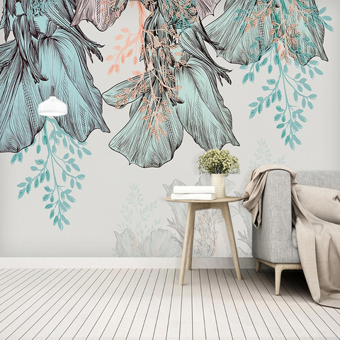 Papel tapiz con foto personalizada, hojas De plantas tropicales 3D, murales para sala De estar, dormitorio, decoración De pared, pintura, Papel De pared ► Foto 1/6