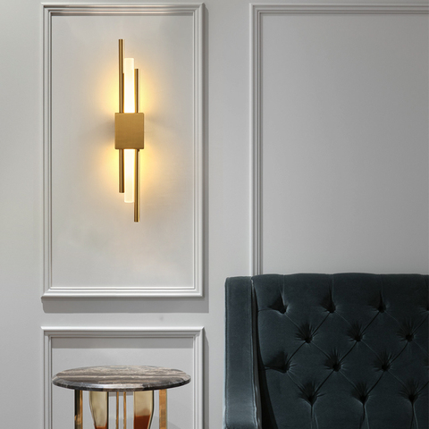 Lámpara LED de pared para sala de estar, apliques de luz modernos y elegantes, color bronce, dorado y negro, 50cm, para pasillo, dormitorio, 2022 ► Foto 1/6