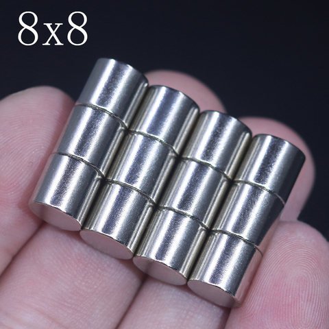 Imán de neodimio de 8x8, 8mm x 8mm, N35, NdFeB, disco magnético permanente y fuerte, 5/10/20/50/100 Uds. ► Foto 1/6