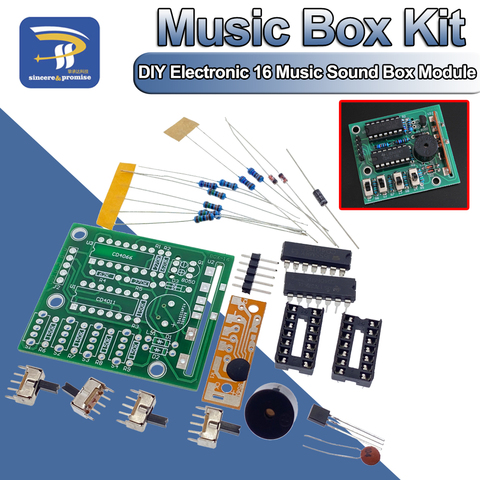 Caja de sonido de música 16, 16 placas, de 16 tonos módulo electrónico, componentes de Kit de bricolaje, Kits de aprendizaje de práctica de soldadura para Arduino ► Foto 1/6