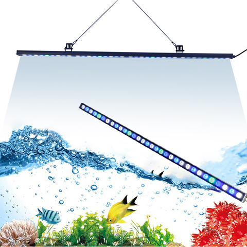 108w Luz de acuario Led Bar lámpara de tira impermeable Hydro tubo tanque de peces marinos de arrecife de Coral crecimiento de la planta de agua dulce lámparas ► Foto 1/6