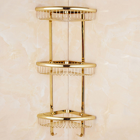 Vidric-Latón dorado de cristal de lujo para baño, estantes de baño, soporte para champú, cesta esquinera, accesorios de baño, hardware EL30023 ► Foto 1/6