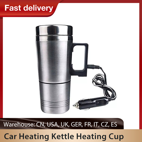 Hervidor de agua eléctrico para coche, taza de café de viaje para mantener el calor, hervidor de agua de 12V y 24V, encendedor de cigarrillos, taza de calefacción ► Foto 1/6