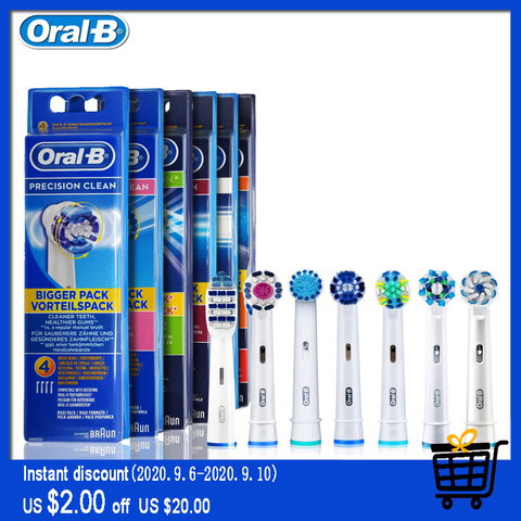 Oral B genuinos cabezales de cepillo reemplazables limpieza precisa rotación cepillo de dientes eléctrico 4 cabezas EB17/EB18/EB20/EB25/EB30/EB50/EB60 ► Foto 1/6